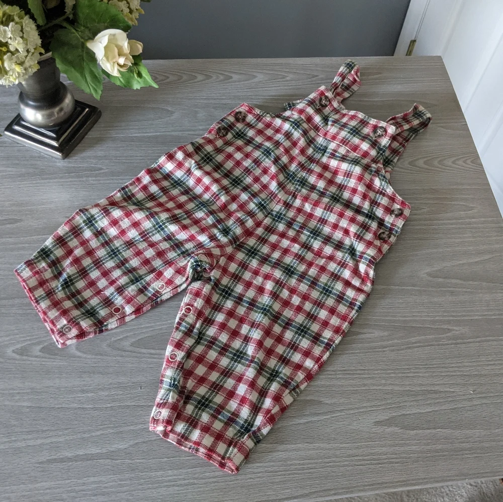 Talbot's Plaid Overalls & Body Suit
